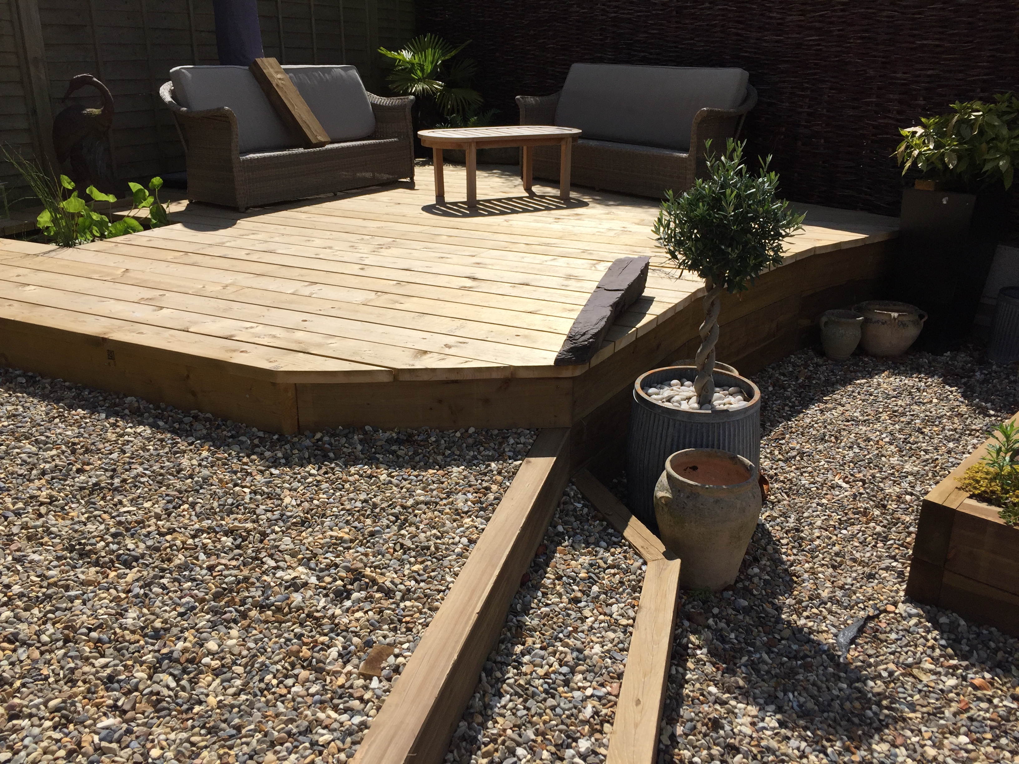 Raised Decking area with smooth Graded timber boards